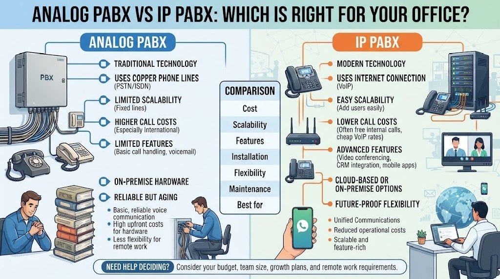 Analog PABX vs IP PABX: Which Is Right for Your Office?